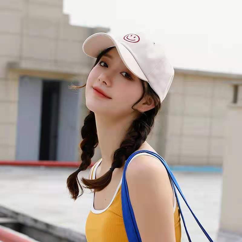 Topi Baseball Wanita Dan Pria Polos Bordir Smile Kekinian Fashion Korean Import