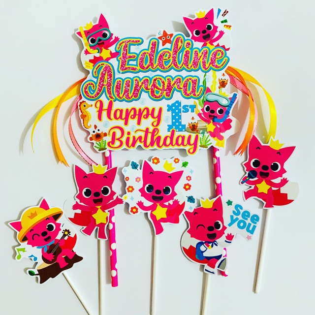 PinkFong Baby Shark Topper Cake Birthday / Hiasan Kue Ulang Tahun
