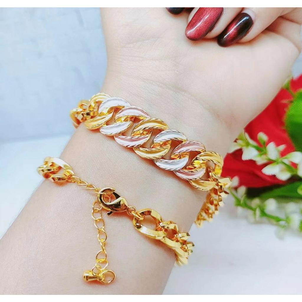 Gelang Xuping Rantai Kombinasi Lapis Emas Perhiasan Fashion R055