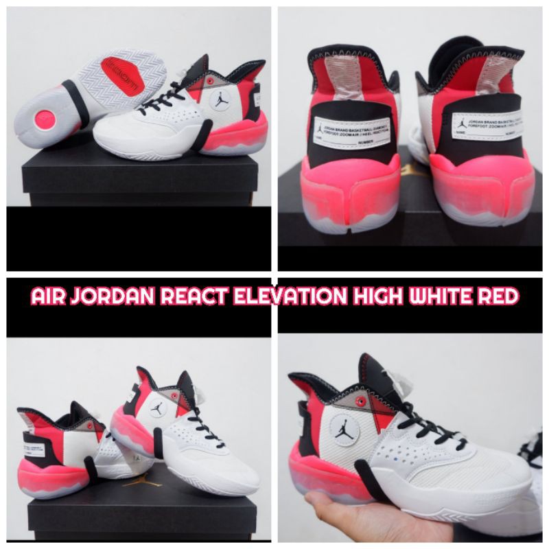 Sepatu Basket Air Jordan React Elevation HIGH White Red