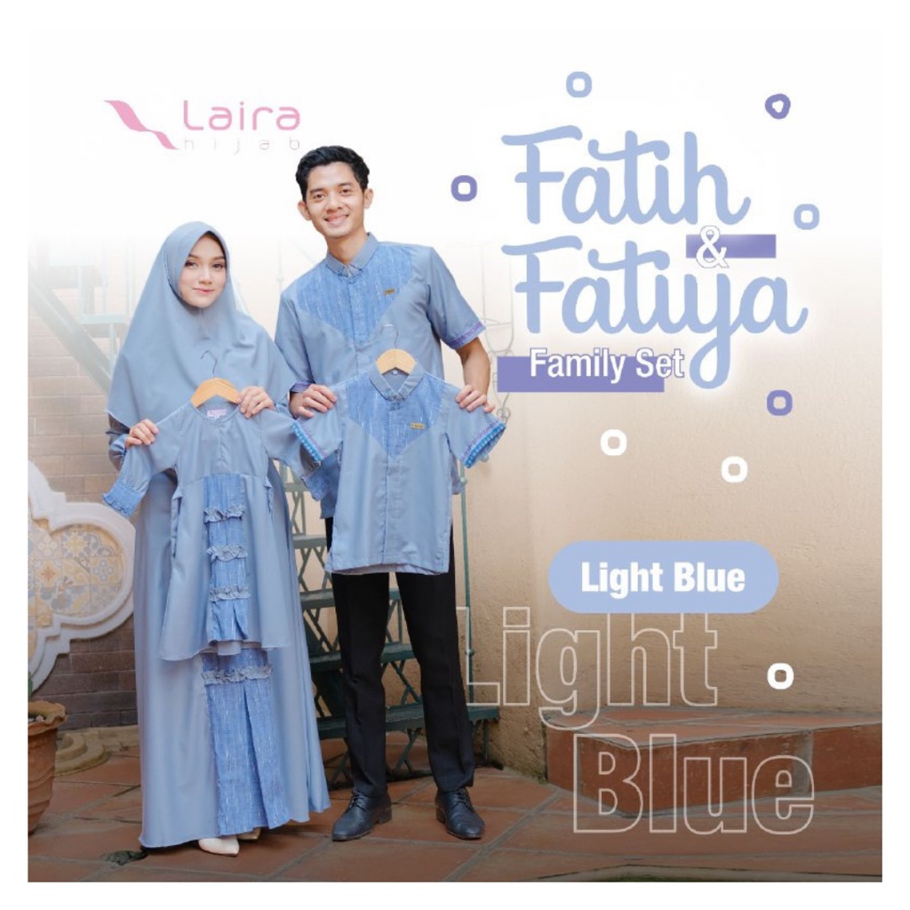 Gamis Pakaian Couple Pasangan LAIRA HIJAB FATIH FATIYA COUPLE LIGHT BLUE Baju Fashion Sarimbit Kelua