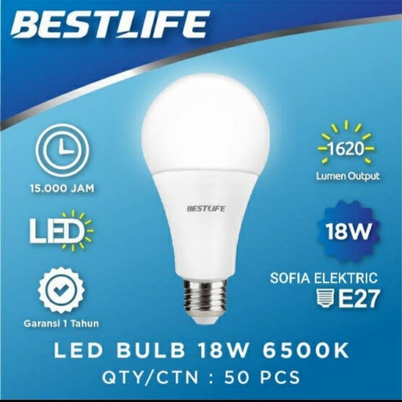 LAMPU BULB AMAN DIKIRIM BEST LIFE BOHLAM LED 18 WATT 6500K BESTLIFE BL-LED-BULB-18W-A65