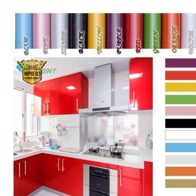 Wallpaper premium glossy metalik  warna  merah ukuran 60cm x 