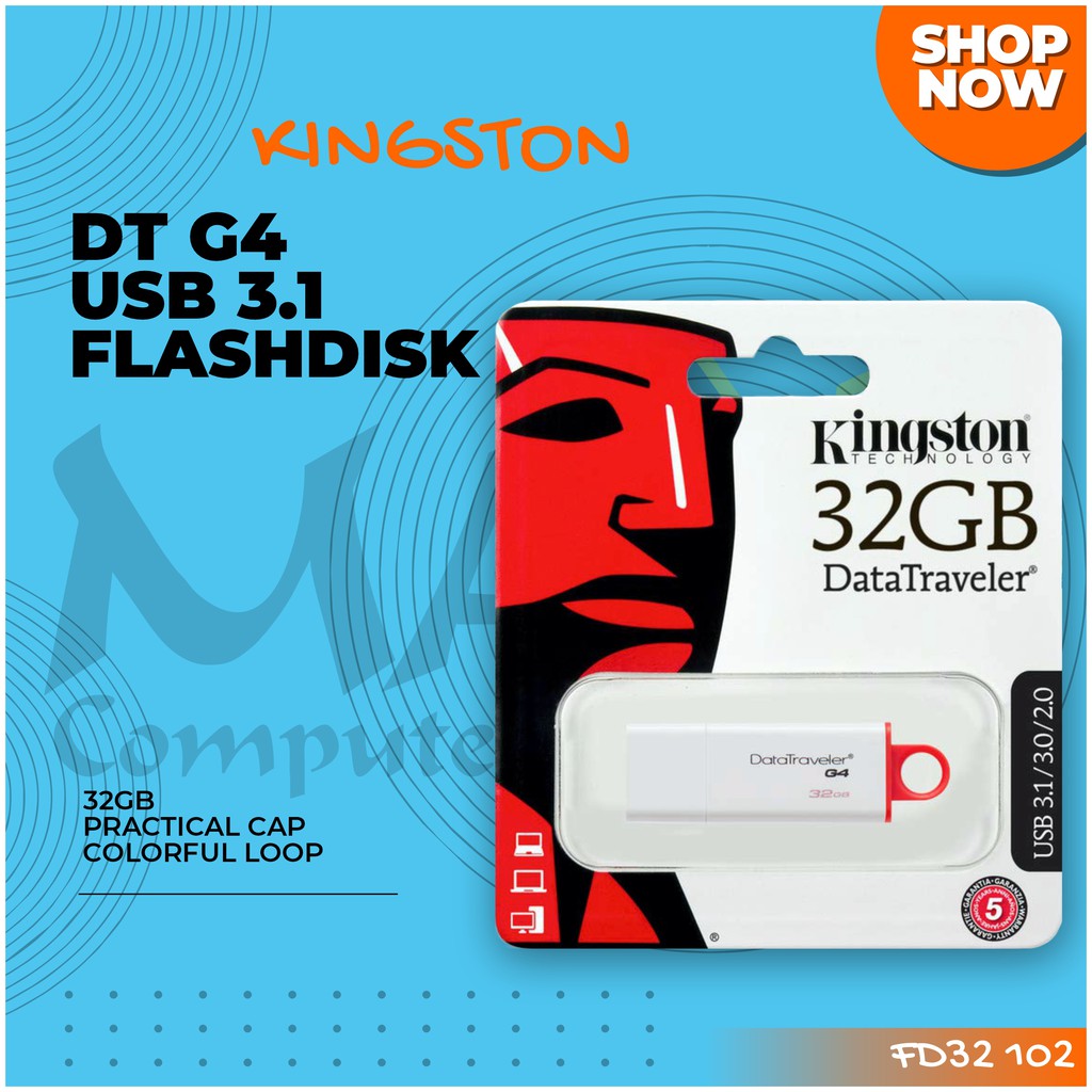 Kingston DataTraveler G4 32GB USB 3.1 Colourful Loop for Key Rings USB Flash Drive Flashdisk