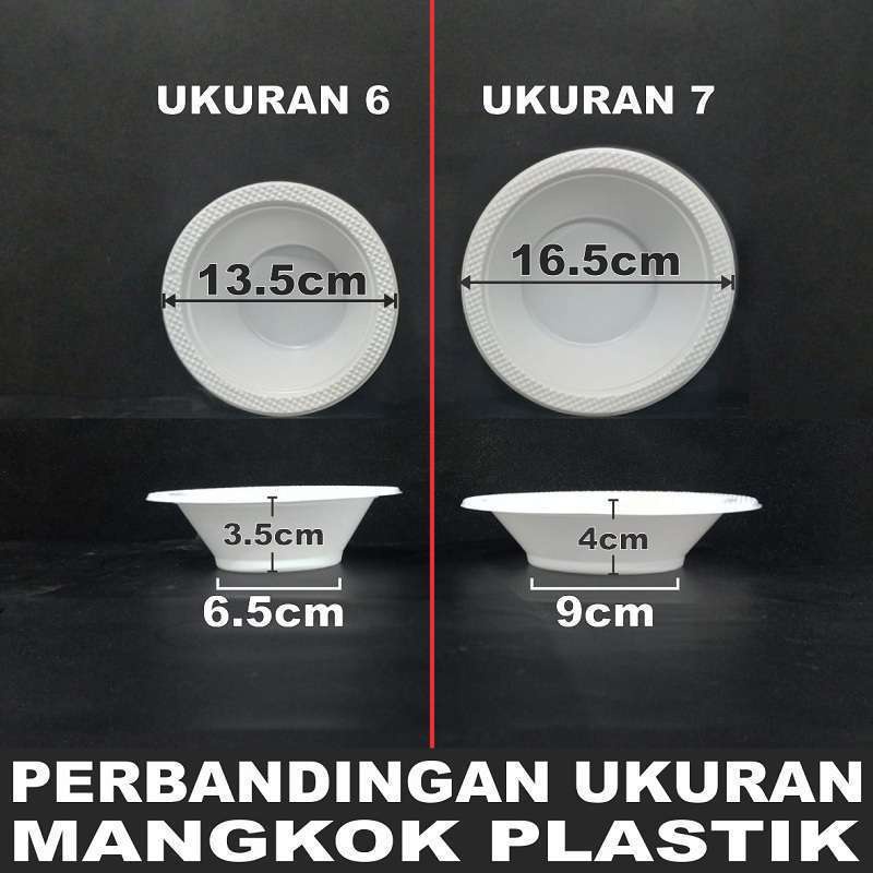 Mangkok Plastik Putih M6 uk 6 Sedang / Mangkok M7 uk 7 Besar Dus Mangkok Makan Sekali Pakai Js krm