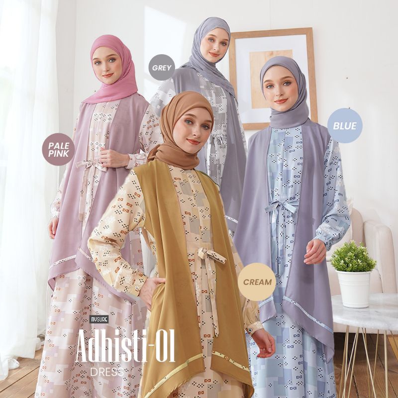 Long dress layer semi outer motif printing bunga kerah bulat busui Adhisti 01 brand byMysure