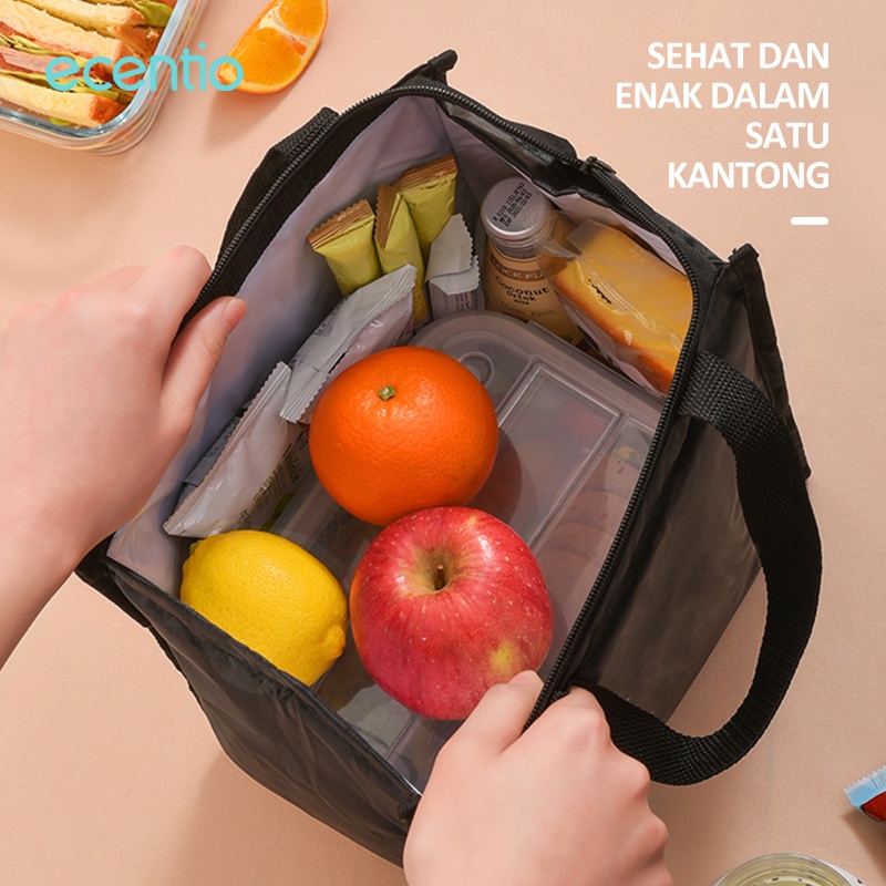 ecentio Lunch Cooler Tote Bag Tas Bekal Box Makanan Besar Alumunium foil Kotak Makan Hot Cool Anak anti air Dr. fresh Cold