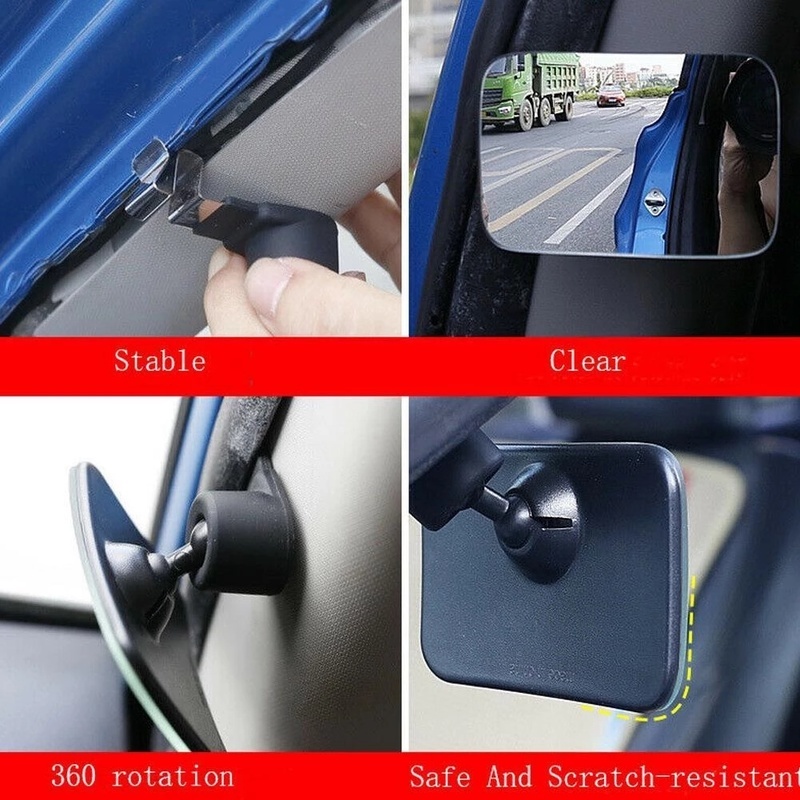 360derajat Adjustable Mobil Blind Spot Spion Kaca HD Tanpa Bingkai Kaca Spion Cembung Mobil Side Blind Spot Mirror