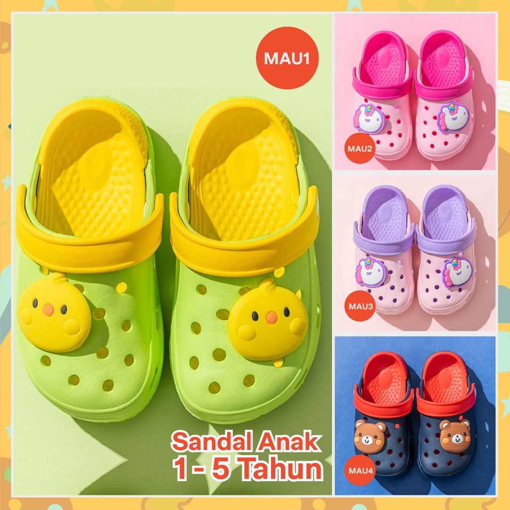 LAPAGO - Sepatu Sandal Slop Anak Kartun EVA Laki laki Perempuan Umur 1-4 Thn Eva 2021 Type MAU