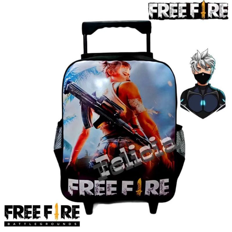 Tas Ransel Troli Anak Motif FREE FIRE/ BOBOIBOY/ Tas Ransel Anak Laki-laki Troli Dorong/Tas Sekolah anak