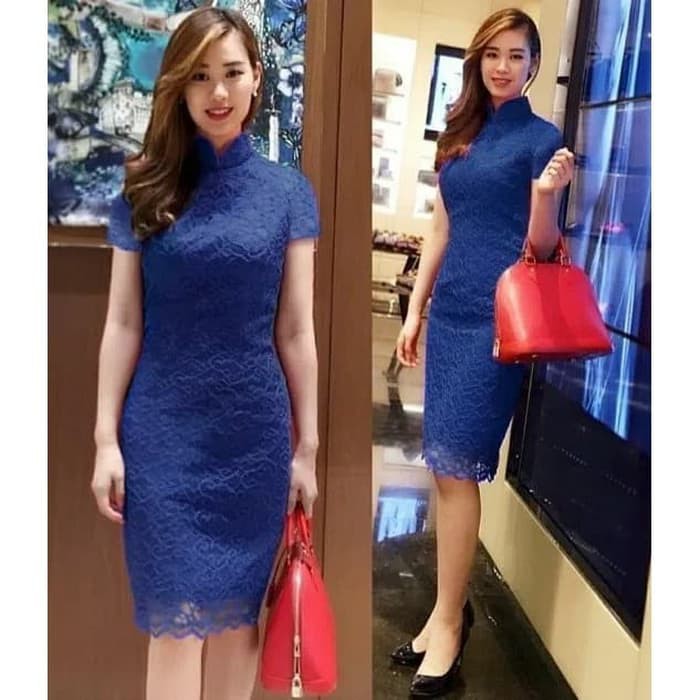 Baju Dress Wanita Envy   Eunbi Baju Pesta Brokat   Merah Muda