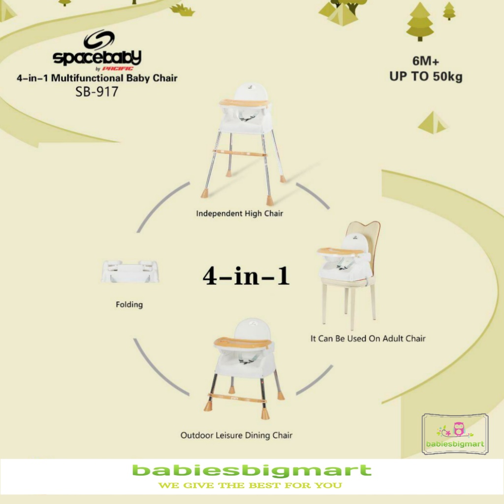 SpaceBaby SB 917 / SB 920 / SB 618 / SB 925 / GA 001 / G 02 VKIDS Baby Booster &amp; High Chair Kursi Makan Bayi Sapce Baby