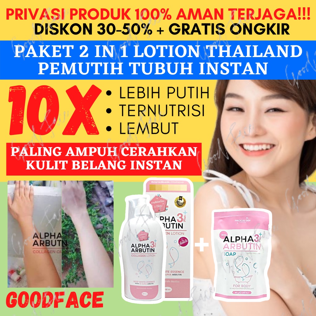 PEMUTIH BADAN PERMANEN ALPHA ARBUTIN PAKET 2IN1 SABUN N LOTION PAKET SABUN N LOTION ALPHA ARBUTIN ORIGINAL