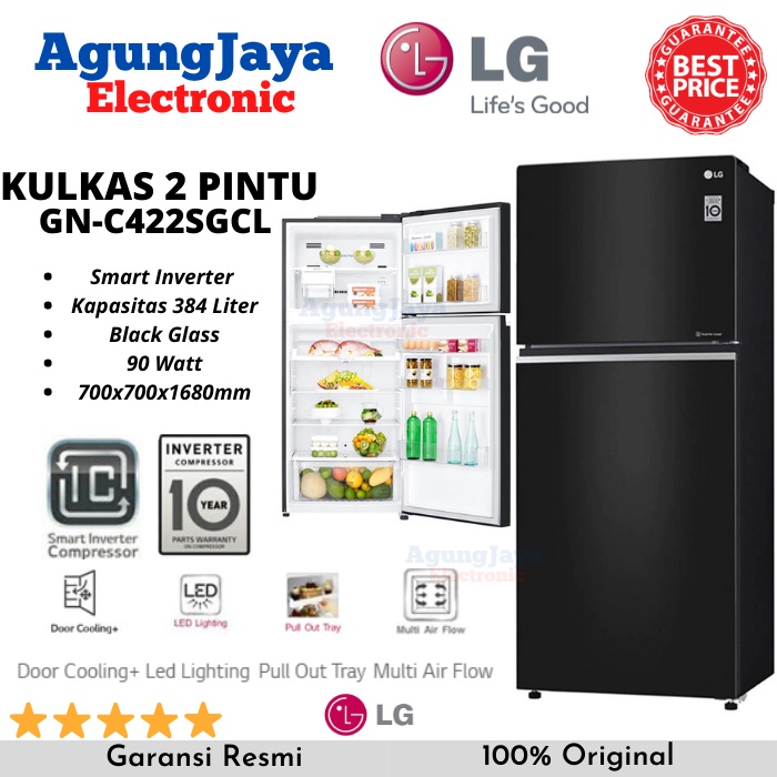 KULKAS LG GN-C422SGCL LEMARI ES 2 PINTU INVERTER 384 LITERS (CILEGON SERANG)
