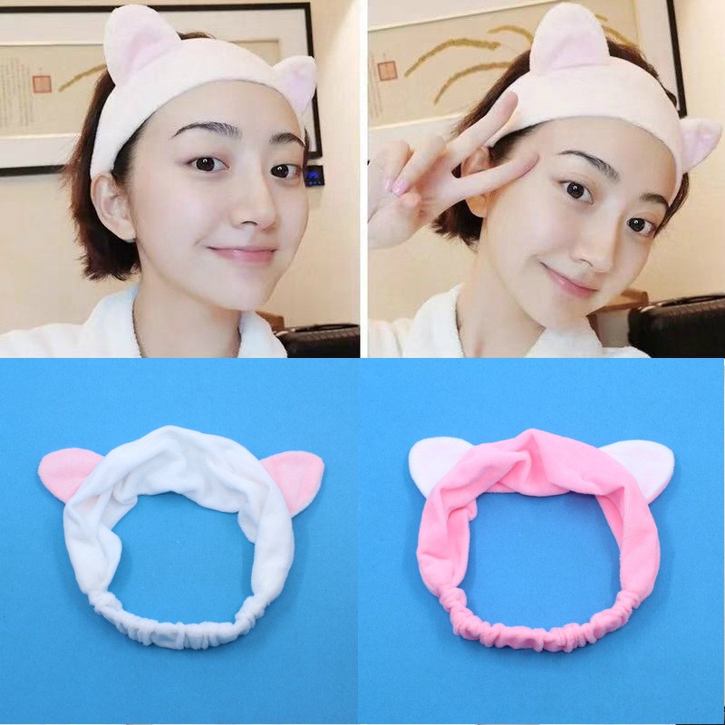 ♫ Megata ♫ A085 Bando Pita Motif Kuping Kucing Ikat Rambut Mandi Fashion Korea Import