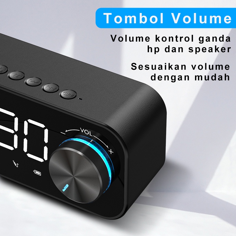 ColorCoral Lampu Speaker Bluetooth Portable Bass Jam Alarm Clock LED Display Spiker Bluetooth Musik Box Bluetooth