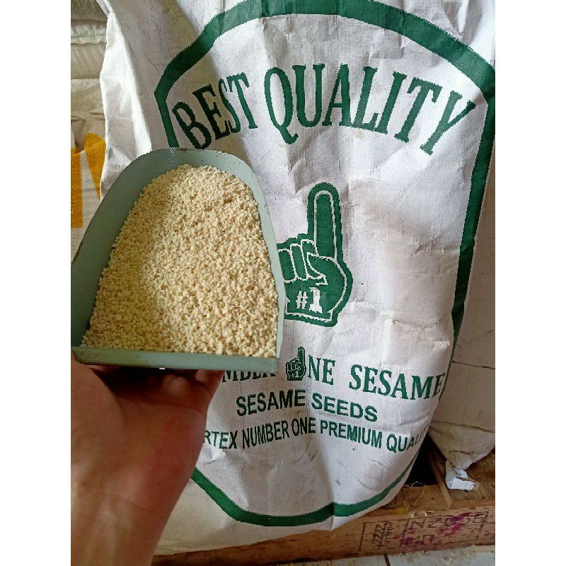 

promo wijen putih super import 1kg/wijen putih mengkilat free dus packing baru