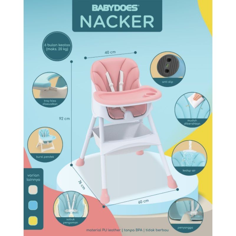 Babydoes High Chair HC CH 01501 Nacker &amp; CH SN 01502A Nacker Fold 2 IN 1 Kursi Makan Bayi