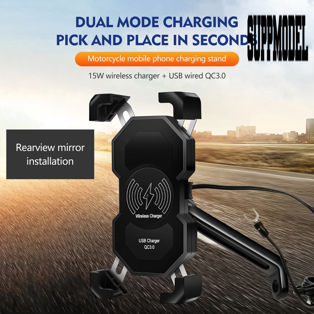 Holder Charger Handphone 15W Rotasi 360 Derajat Tahan Lama Untuk Motor / Mobil