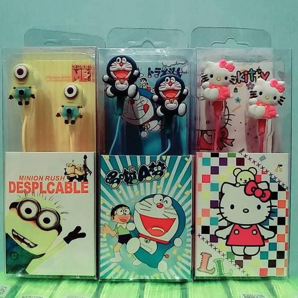 Headset Karakter Doraemon Hello Kitty Minion / Handsfree Karakter / Earphone Karakter Disney