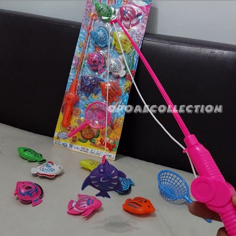 mainan pancing pancingan MAGNET besar lengkap 8 ikan - 8 ikan 1 pancing serok