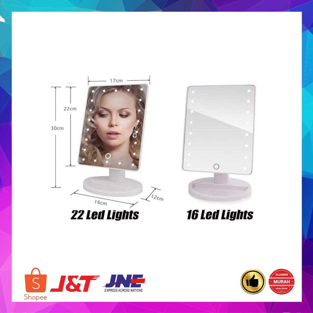 Murah Biutte.co Cermin Makeup Mirror 22 LED Light - A3106