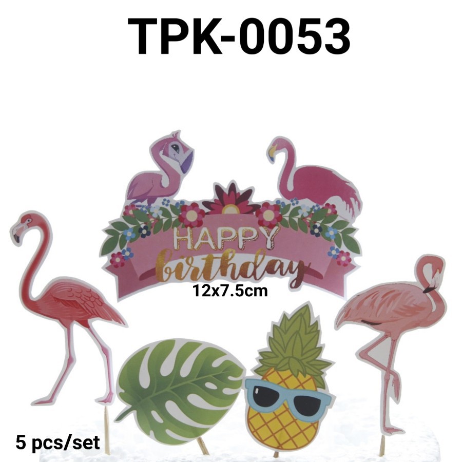 Topper Cake Topper Kue Flamingo Kertas Hiasan Kue Birthday Flamingo