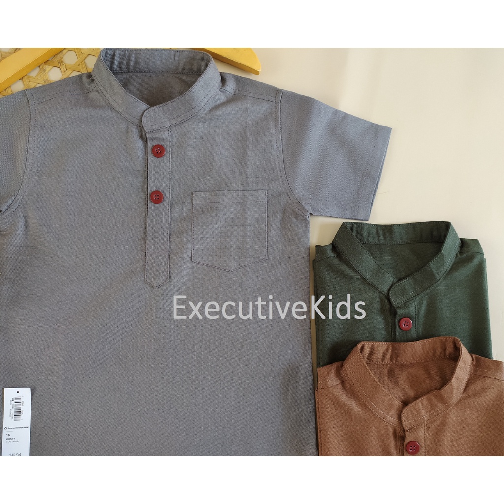 Kemeja Koko Anak Kemeja Anak Mandarin Usia 2-6 Tahun Material Original Linen Katun