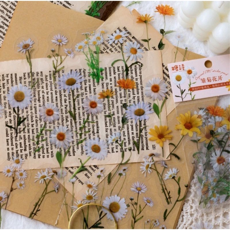 

flower sticker bunga aesthetic tanaman dekorasi journal kit