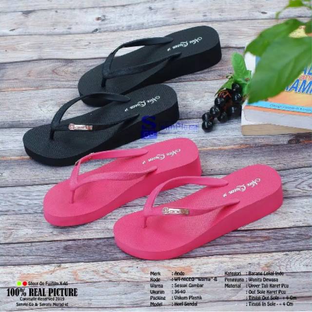  SANDAL  ANDO  WANITA BAHAN KARET RUBBER HAK NICE QUEEN 36 40 