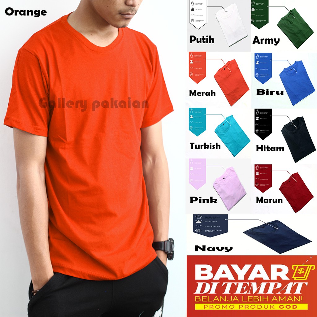 kaos polos pria wanita lengan pendek ada 10 warna bahan combed 30s termurah kaos distro murah