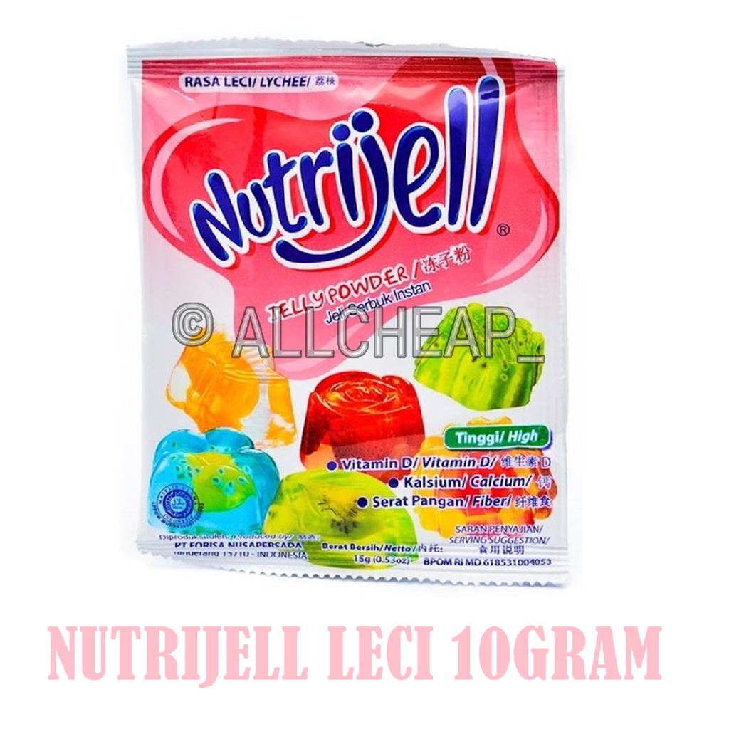 

Nutrijell agar" Jelly Powder Nutrijel ekonomis Rasa leci lychee 10 gr