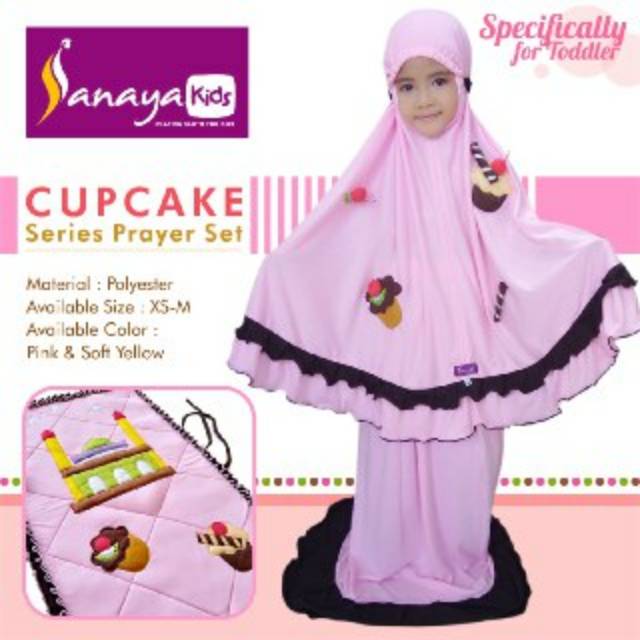 Mukena anak set sajadah karakter cupcake