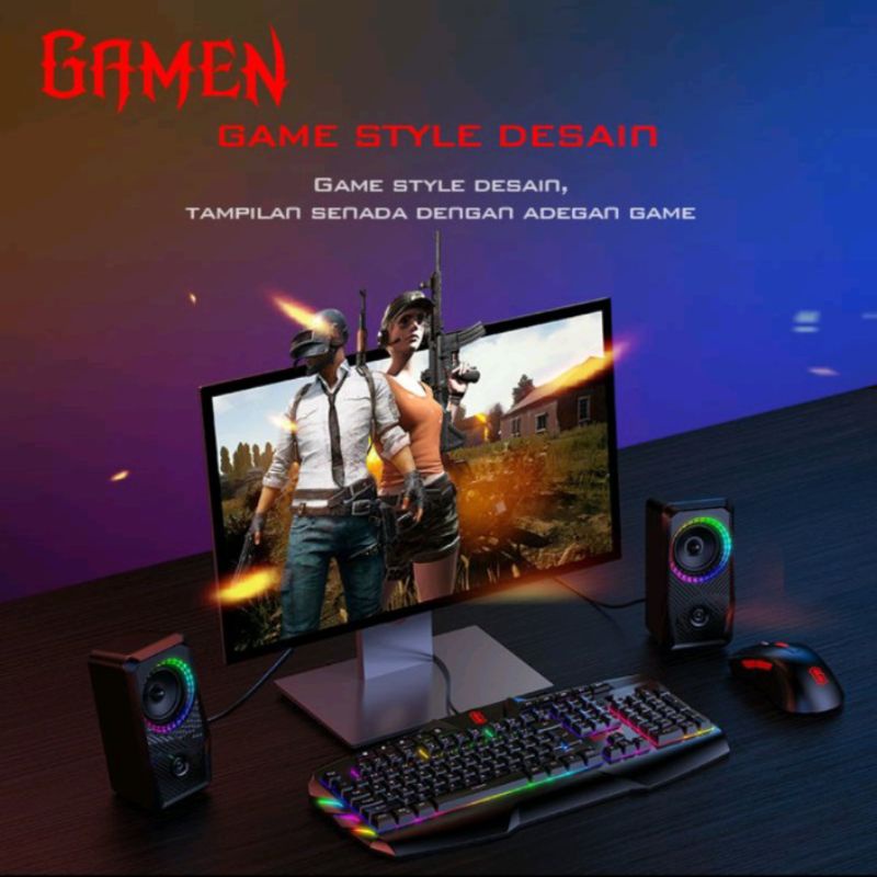 Speaker GAMEN GS5 Laptop/PC/Gaming Soundbar Super Bass Portable RGB Lighting