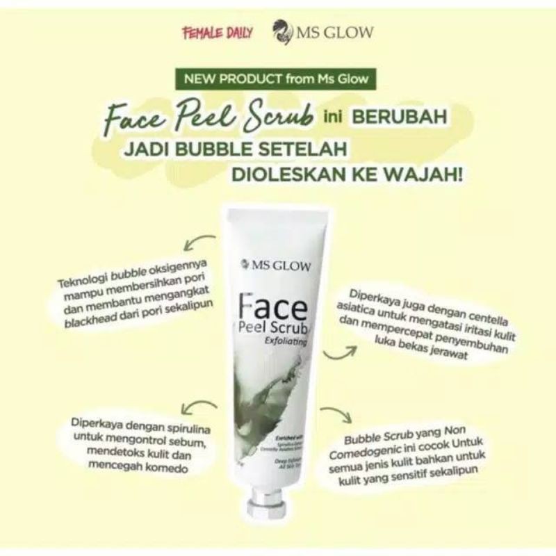 Face Peel Scrub Ms Glow Original Scrub Wajah Perawatan Wajah