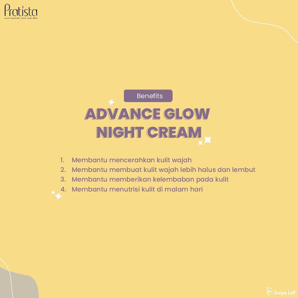 Advance Glow Night Cream Pratista Cream Malam Pencerah Wajah