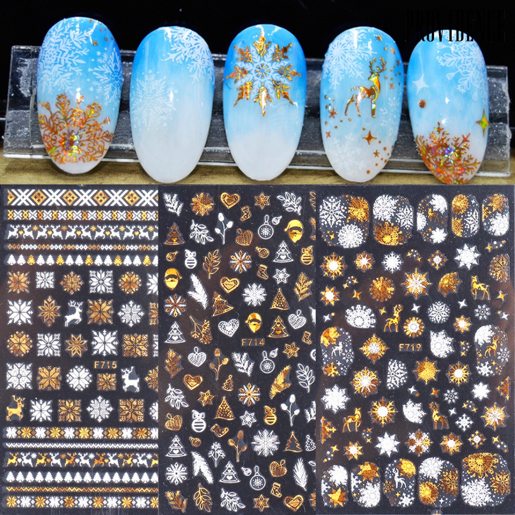 Providence Nail Sliders Various Patterns Beautify Nails Double Color Snowflakes Christmas Nail Art Foils Winter Decor for Female