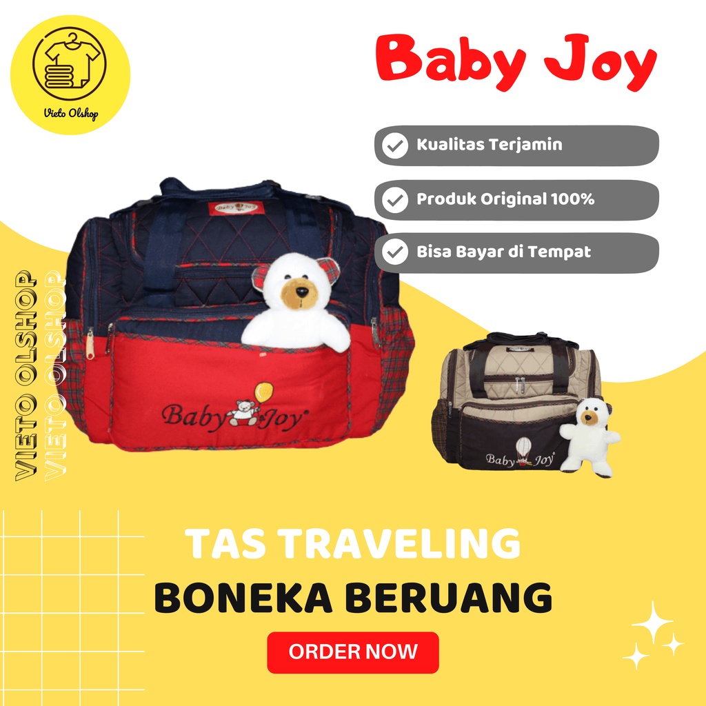 Tas Selempang Jinjing Perlengkapan Travelling Anak Bayi Baby Joy Besar + Boneka Beruang Untuk Wadah 