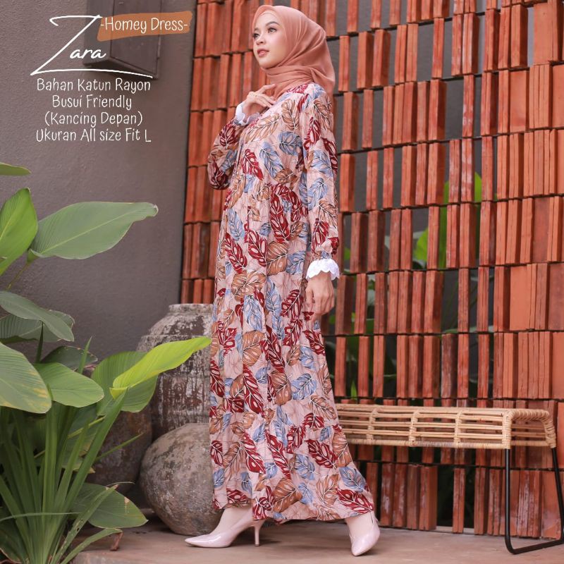 Homey Dress Zara Termurah - Gamis Dewasa Motif Bahan Katun Rayon Premium Nyaman Diapakai | Bisa Cod