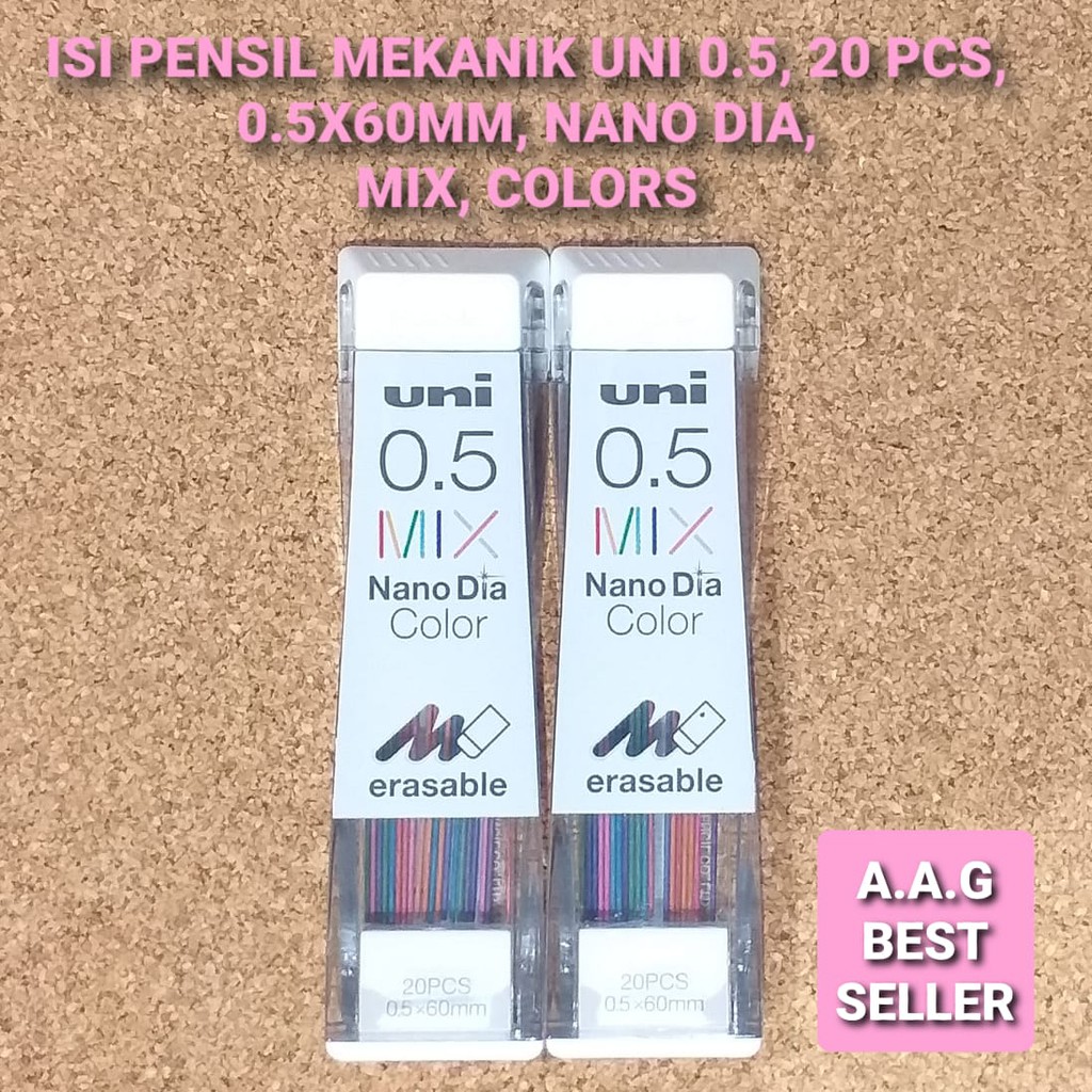 

ISI PENSIL MEKANIK UNI 0.5, 40 PCS, 0.5X60MM, NANO DIA, MIX, COLORS