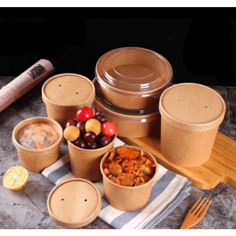 

(isi 20pc) Food Grade Eco Kraft Paper Bowl / Brown Cup 460ml / 16oz