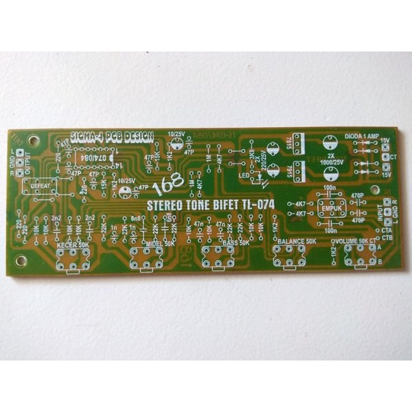 PCB Stereo Tone Control Bifet TL074 -084