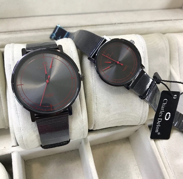 JAM TANGAN COUPLE CHARLES DELON RANTAI PASIR BLACK