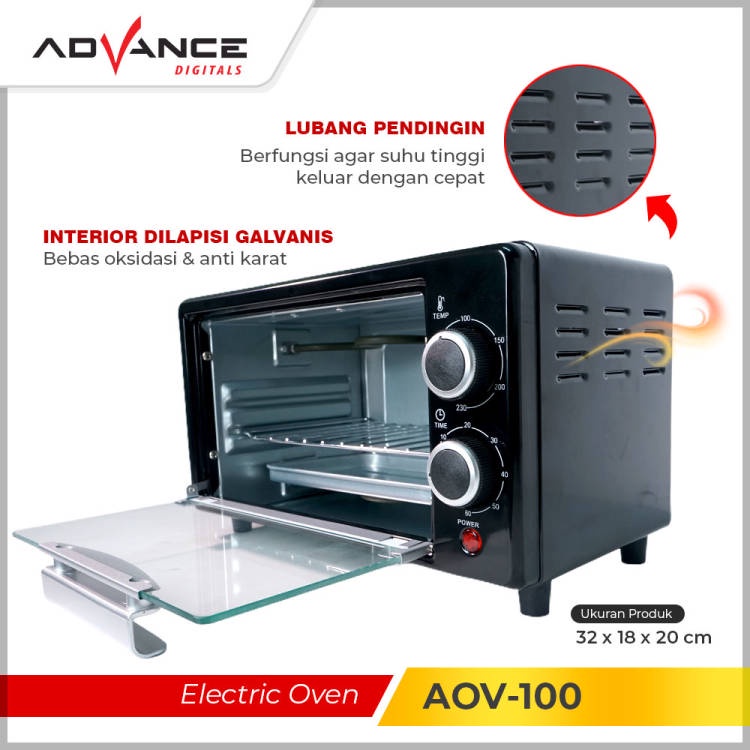 Advance Oven Listrik 9L 500W Multifungsi AOV100 Garansi 1 Tahun