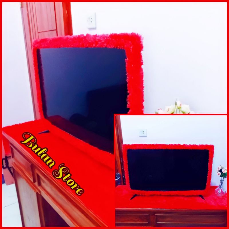 Taplak Meja Tv Uk 150X50cm + Bando Tv Led Uk 40 Sampai 43 Inch Taplak Meja Tv Bulu Rasfur + Bando Tv
