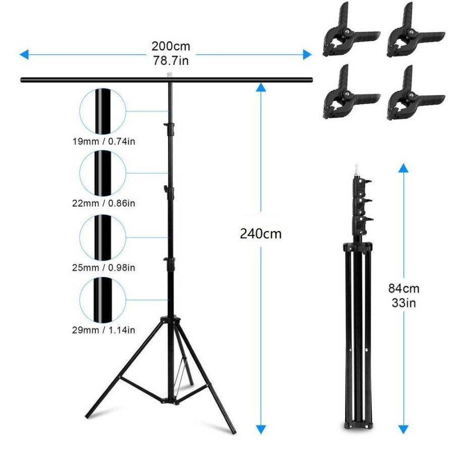 Tiang Backgroud 2x2.4M T Stand Tripod Kain Green Screen Backdrop Foto Studio