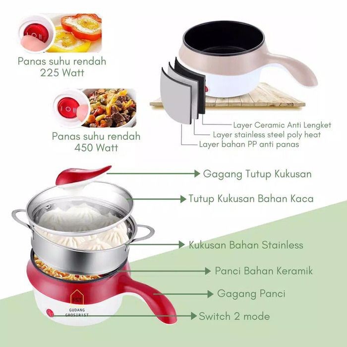 Panci Serbaguna Fry Pan Panci Goreng Rebus Kukus Steamer Steaming Pan Pengukus