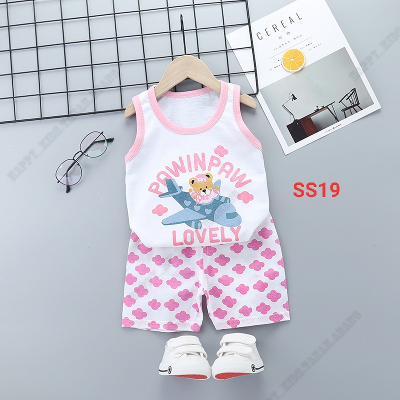 setelan anak perempuan / singlet anak perempuan / set baju anak murah / singlet anak import 0-5tahun