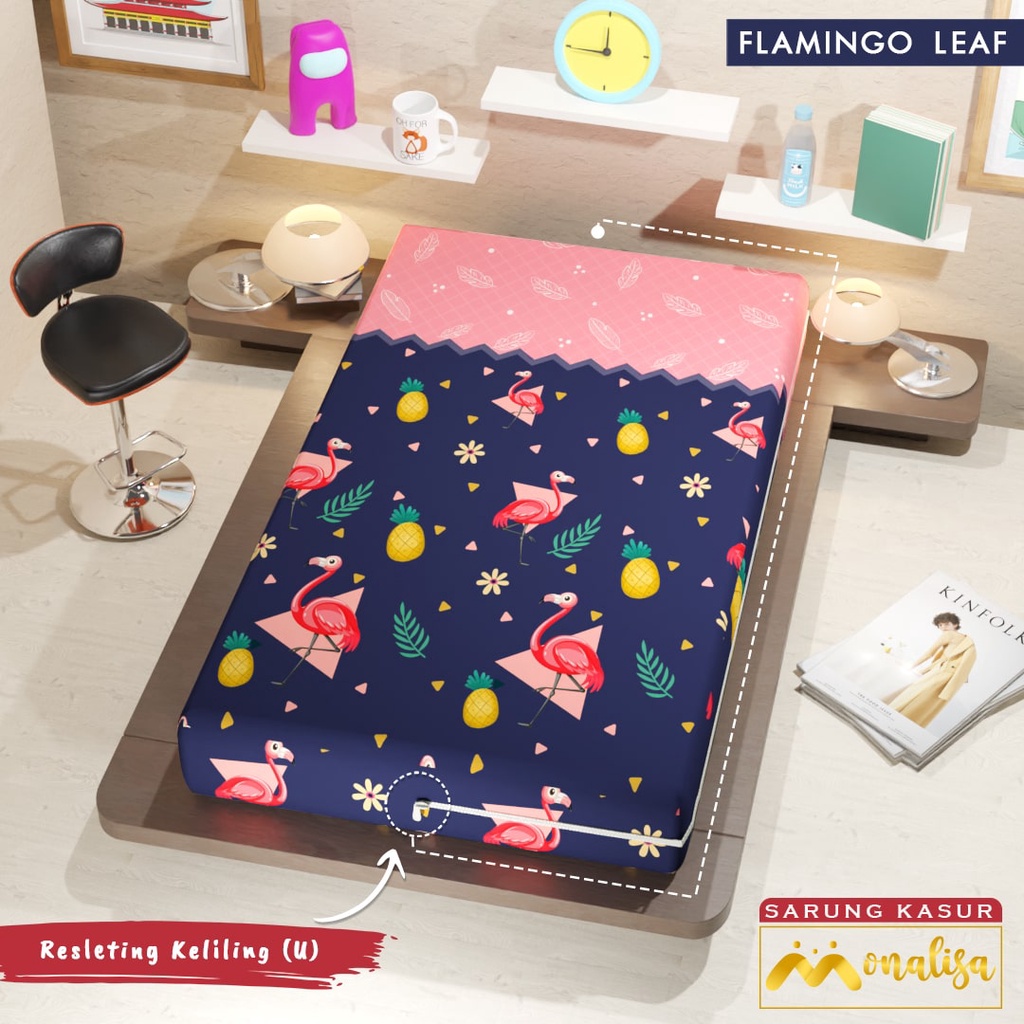 Monalisa Premium Sarung kasur Uk 90/100/120 T 15/20 - Flamingo Leaf