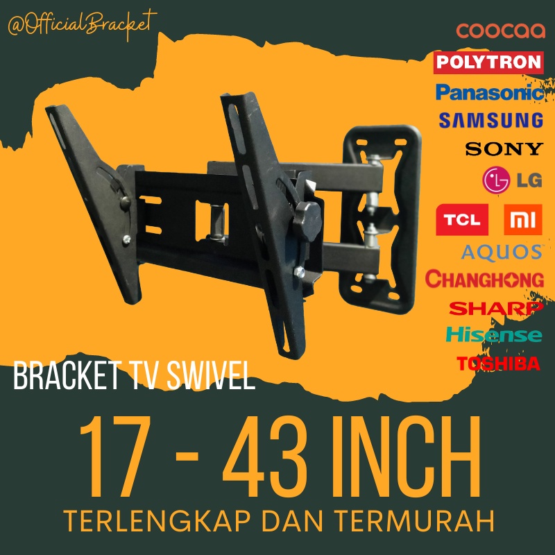 Bracket TV Swivel Braket Swivel Swing 14 - 43 inch Tebal